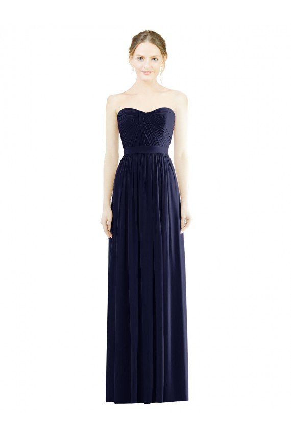 Low Back Draped Strapless Chiffon Formal Dress 