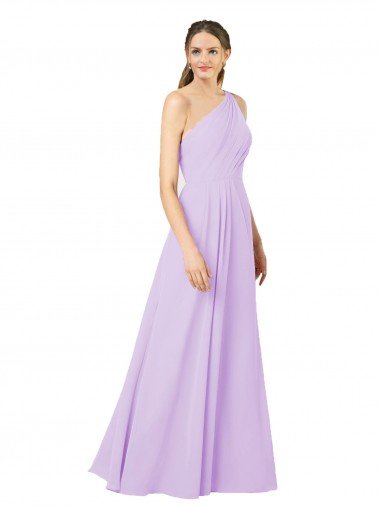 Grecian Inspired Simple One Shoulder Chiffon Formal Dress with Ruching Canada