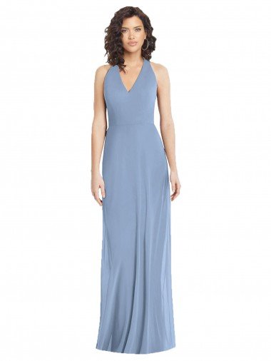 V-Neck Halter Back Straps Chiffon Formal Dress Canada
