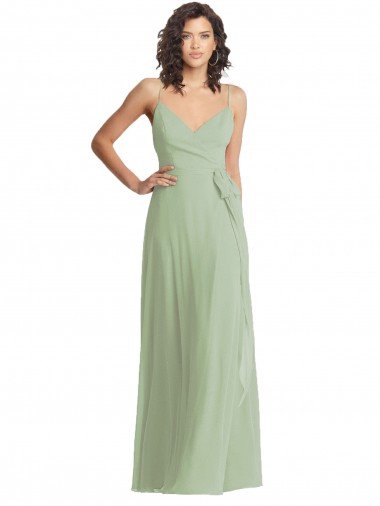 V-Neck Low Back Maxi Wrap Chiffon Formal Dress Canada