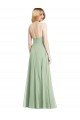 Sleek Spaghetti Straps Low Back Square Neck Maxi Chiffon Formal Dress