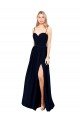 Draped A-Line Chiffon Formal Dress with Spaghetti Straps and High Slit