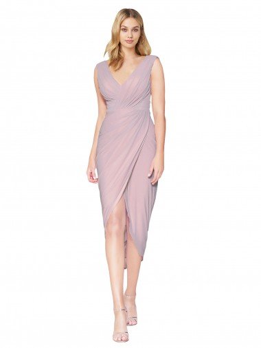 Cocktail Length High Low Mermaid Chiffon Wrapped Formal Dress Canada