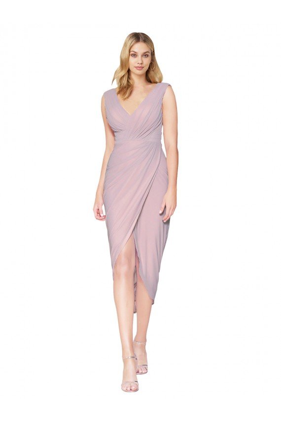 Cocktail Length High Low Mermaid Chiffon Wrapped Formal Dress