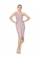 High Low One Shoulder Ruffles V-Neck Chiffon Wrap Formal Dress