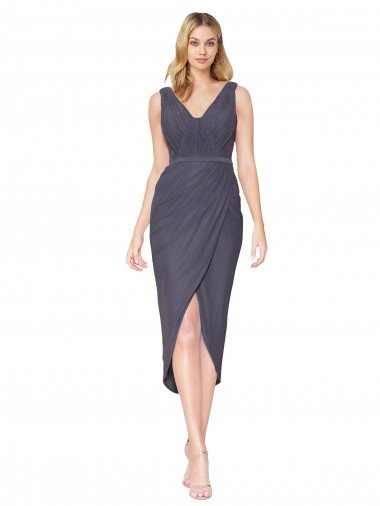 High Low V-Neck Chiffon Mermaid Wrap Formal Dress Canada