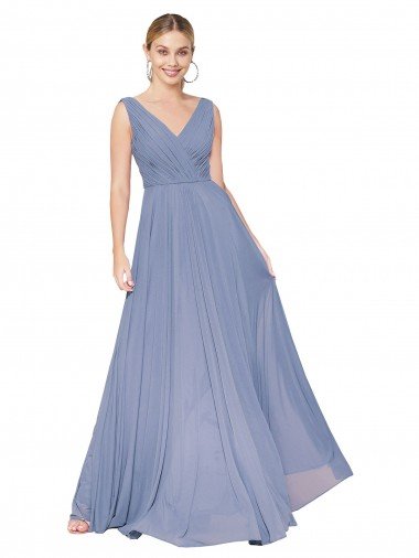 Floor Length High Neck V-Back Chiffon Formal Dress Canada