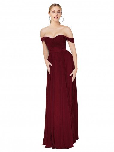 Shirred Sweetheat Neckline Off the Shoulder Long Chiffon Formal Dress Canada