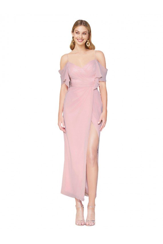 Mermaid Cold Shoulder Short Knee Length Chiffon Formal Dress