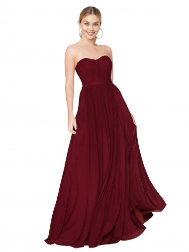 Draped Strapless Long A-Line Chiffon Formal Dress Canada