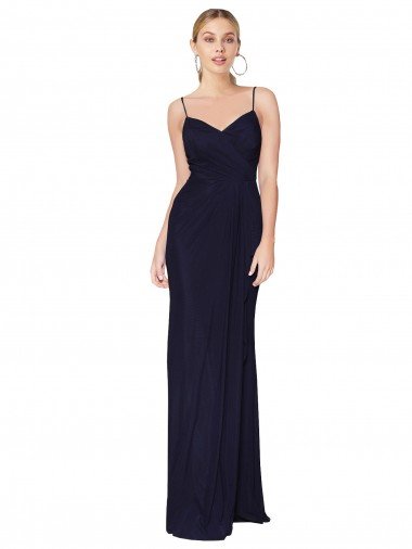 Draped Spaghetti Straps Long Chiffon Mermaid Formal Dress Canada