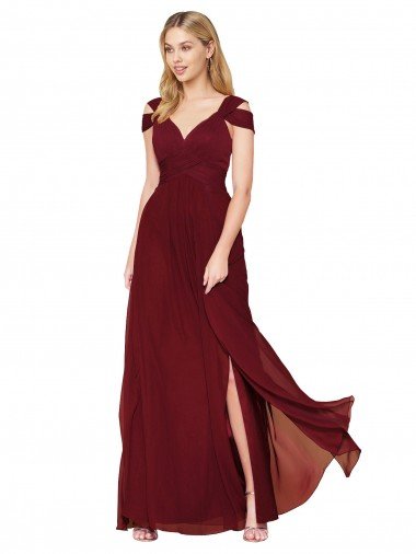 Off the Shoulder Long Chiffon Formal Dress with Side Slit Canada