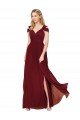 Off the Shoulder Long Chiffon Formal Dress with Side Slit