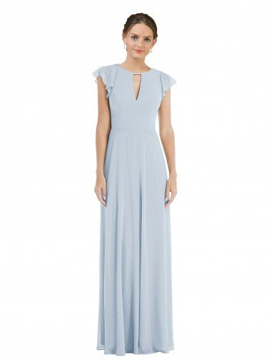 Flutter Sleeve V Keyhole Chiffon Maxi Formal Dress Canada