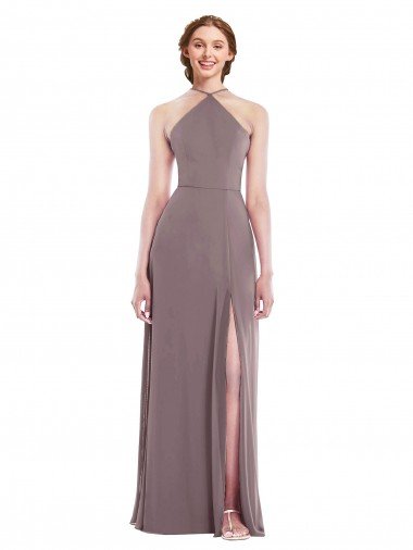 Diamond Halter Maxi Formal Dress with Front Slit Canada