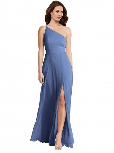 One Shoulder Full Length Maxi Formal Dress with Flirty Slit Canada