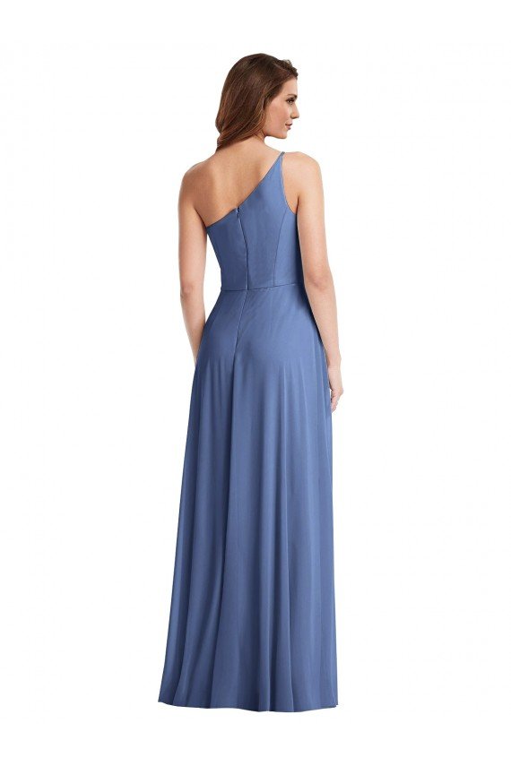 One Shoulder Full Length Maxi Formal Dress with Flirty Slit