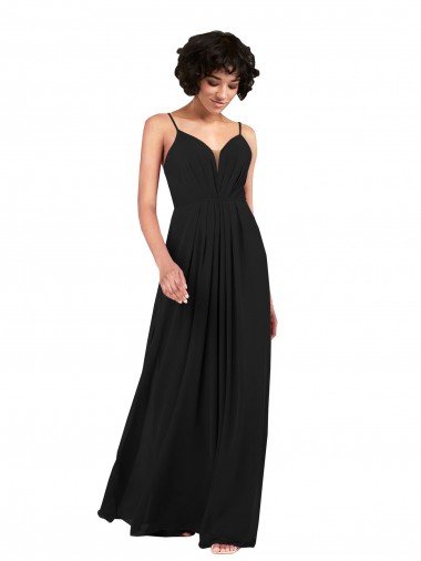 Simple V-Neckline Chiffon Formal Dress with Pleated Skirt Canada