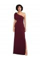 One Shoulder Chiffon Formal Dress with Skirt Slit and Accent Strap