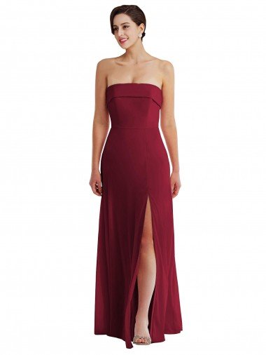 Cuffed Strapless Maxi Formal Dress with Front Slit Canada