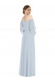 Off the Shoulder Puff Sleeve Maxi Formal Dress with Front Slit