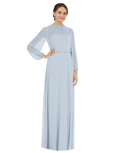 Strapless Chiffon Maxi Formal Dress with Puff Sleeve Blouson Overlay Canada
