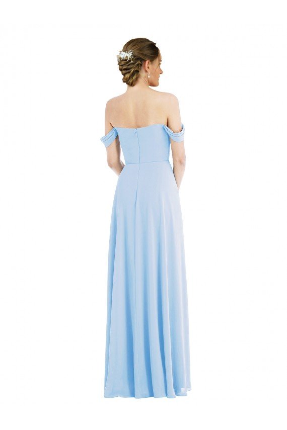 Off the Shoulder Draped Neckline Maxi Formal Dress