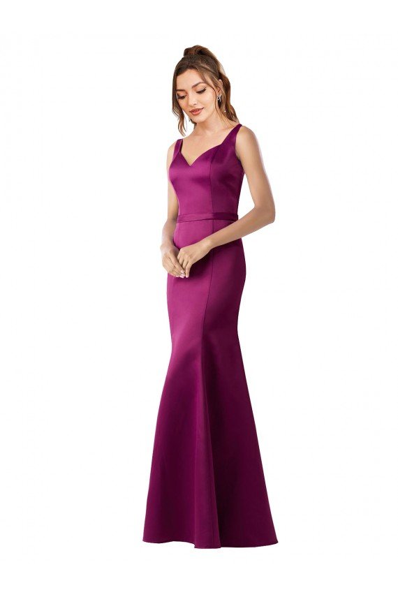 Fitted Sexy Open Back Satin Formal Dress with Floral Details