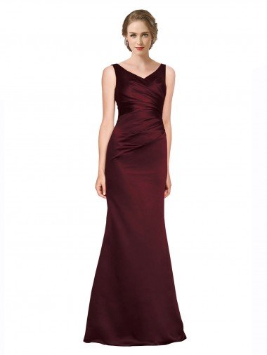 Figure Shaping Satin Formal Dress with Structured Pleats Canada