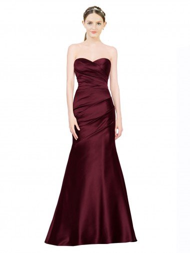 Mermaid Sweetheart Soft Satin Formal Dress with Pleats Canada