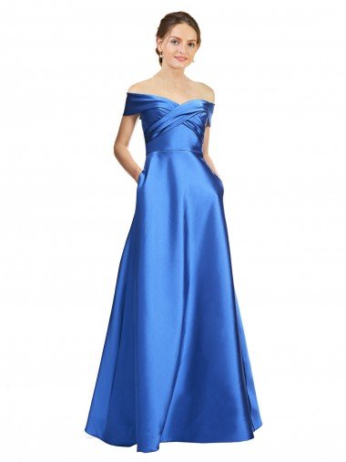 Sleeveless Off the Shoulder Ball Gown Satin Formal Dress Canada