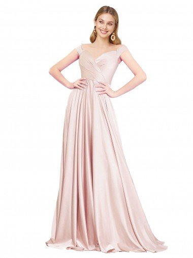 A-Line Off the Shoulder Sweetheart Satin Formal Dress Canada