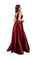 Sleeveless Deep V-Neck A-Line Satin Formal Dress with Pockets