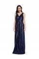 Long V-Neck Sparking Sequin Formal Dress with Low V-Back