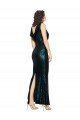 V-Neck Full Length Sequin Formal Dress with Draped Back