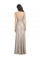 V-Neck Fully Sequin Formal Dress with V-Back and Front Slit