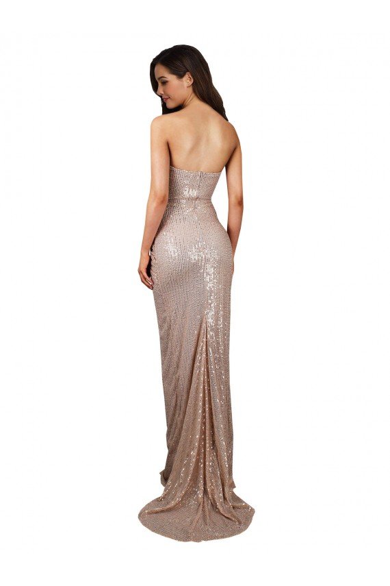 High Slit Scoop Neck Long Sequin Formal Dress