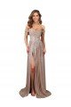 Strapless Scoop Neck Off the Shoulder Long Sequin Formal Dress with High Slit
