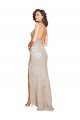 Ruched Back Mermaid Sparkling Sequin Formal Dress with Beaded Spaghetti Straps