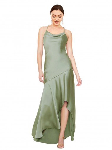 Silky Satin Formal Dress with Bias Cut Skirt Canada