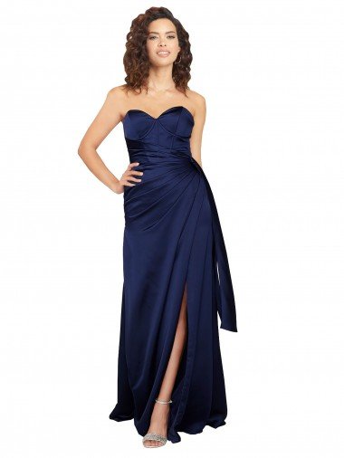 Floor Length Wrap Skirt Silky Satin Formal Dress Canada