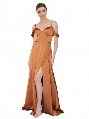Silky Satin Formal Dress with Bustier Bodice Canada