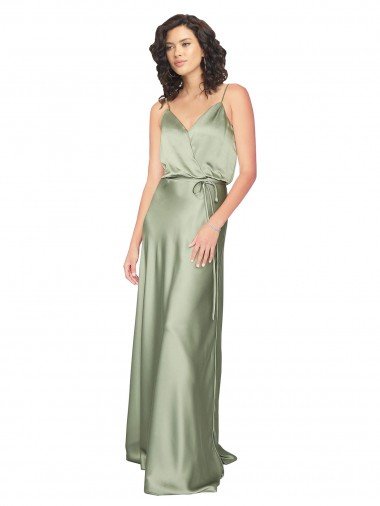 Silky Satin Formal Dress with Tied Waist Canada