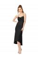 High Low Silky Satin Cowl Neck Midi Length Cocktail Formal Dress