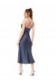 High Low Silky Satin Cowl Neck Midi Length Cocktail Formal Dress