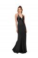 Cowl Back V-Neck Silky Satin Formal Dress