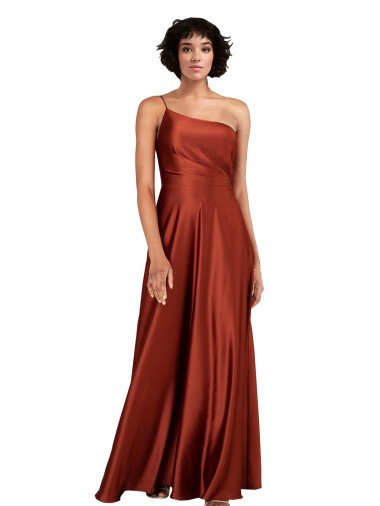 Sophisticated One Shoulder Silky Satin Formal Dress with Full Skirt Canada