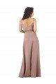Subtle V-Neckline Silky Satin Formal Dress with Front Button Detail