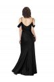 Off the Shoulder Sleeves Silky Satin Formal Dress with Skirt Slit