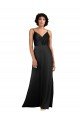 Full Length V-Neckline Silky Satin Formal Dress with Spaghetti Straps